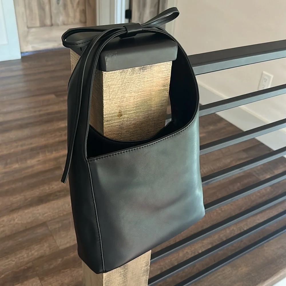 N/E Expressions NYC Vegan Black Leather Shoulder Bag